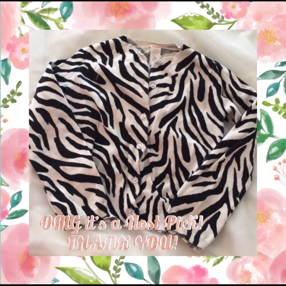 Zebra print girls cardigan with sparkle buttons